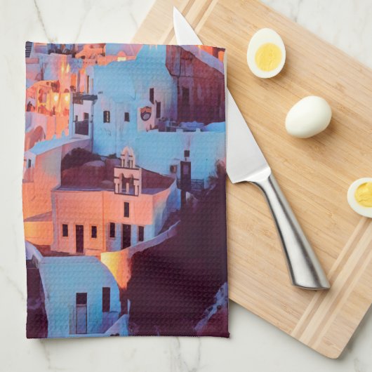 ldp SANTORINI - Panorama - nach Nacht - Geschirrtuch (Viertel Falte)