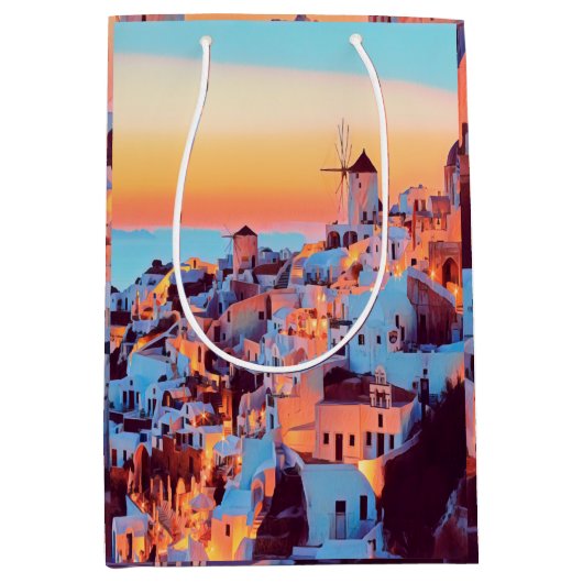 ldp SANTORINI - Panorama - nach Nacht - Mittlere Geschenktüte (Vorderseite)