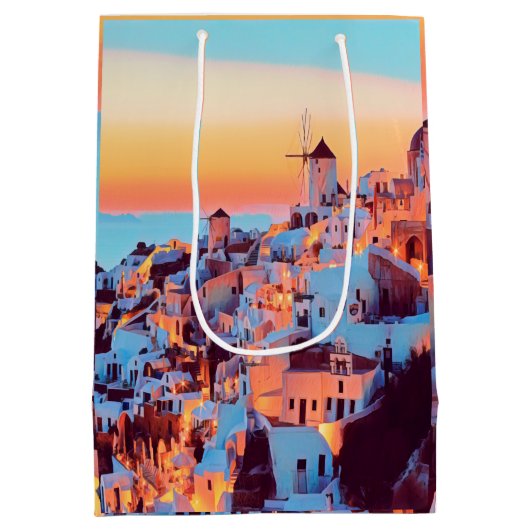 ldp SANTORINI - Panorama - nach Nacht - Mittlere Geschenktüte (Rückseite)