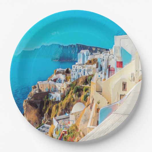 ldp SANTORINI - Panorama - Pappteller (Vorderseite)