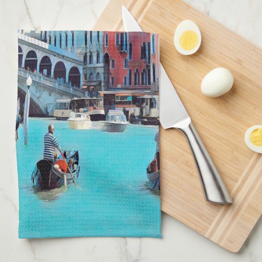 ldp VENICE - Gondeln - Rialto - Geschirrtuch (Viertel Falte)