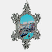 ldp VENICE - Gondeln - Rialto - Schneeflocken Zinn-Ornament (Links)