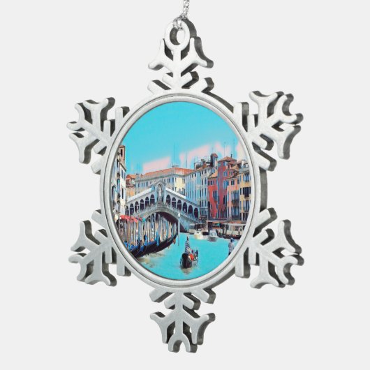 ldp VENICE - Gondeln - Rialto - Schneeflocken Zinn-Ornament (Rechts)