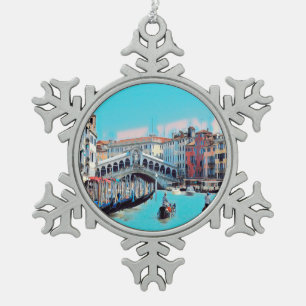 ldp VENICE - Gondeln - Rialto - Schneeflocken Zinn-Ornament
