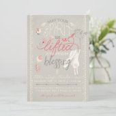 LDS BABY SESSING INVITATION | Floral Girl Bunny Einladung (Stehend Vorderseite)