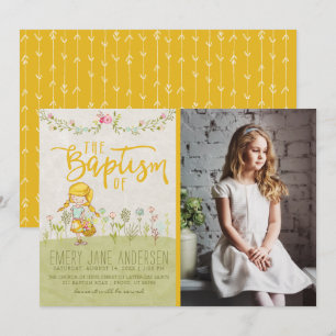 LDS BAPTISM FOTO INVITATION Niedliche Blütenmädc Einladung