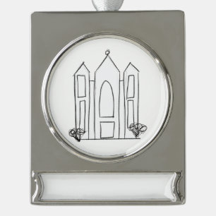 LDS Salt Lake City Tempel einfacher moderner Mormo Banner-Ornament Silber