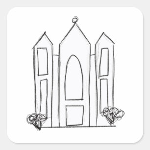 LDS Salt Lake City Tempel einfacher moderner Mormo Quadratischer Aufkleber