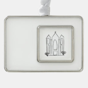 LDS Salt Lake City Tempel einfacher moderner Mormo Rahmen-Ornament Silber