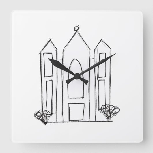 LDS Salt Lake City Tempel Quadratische Wanduhr (Vorderseite)