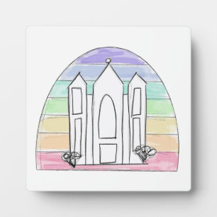 LDS Salt Lake City Tempel Regenbogen Sonnenunterga Fotoplatte