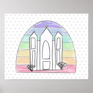 LDS Salt Lake City Tempel Regenbogen Sonnenunterga Poster