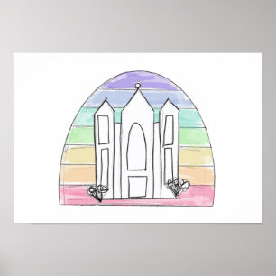 LDS Salt Lake City Tempel Regenbogen Sonnenunterga Poster