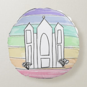 LDS Salt Lake City Tempel Regenbogen Sonnenunterga Rundes Kissen