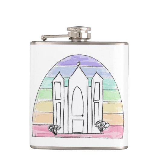 LDS Salt Lake City Tempel Regenbogenmormon Flachmann (Vorderseite)