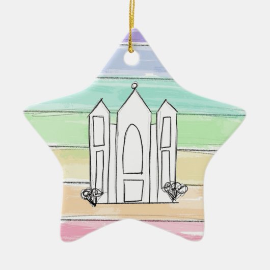 LDS Salt Lake City Tempel Regenbogenmormon Keramik Ornament (Vorne)