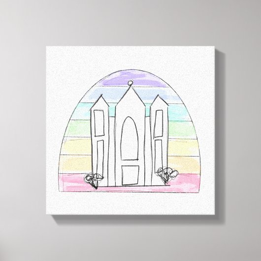 LDS Salt Lake City Tempel Regenbogenmormon Leinwanddruck (Vorderseite)