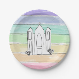 LDS Salt Lake City Tempel Regenbogenmormon Pappteller