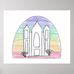 LDS Salt Lake City Tempel Regenbogenmormon Poster