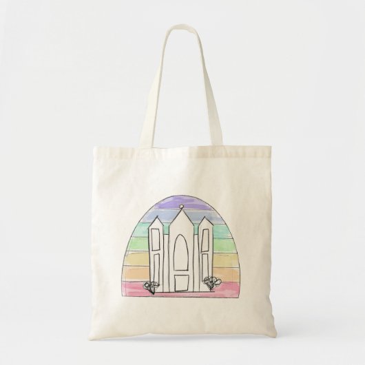 LDS Salt Lake City Tempel Regenbogenmormon Tragetasche (Vorne)