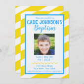 LDS Taufe-Einladung JUNGE - Gelb und Blau Einladung (Vorne/Hinten)