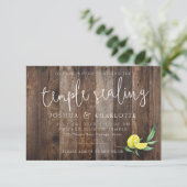 LDS TEMPLE SEALING CARD INSERT | Rustikales Holz L Einladung (Stehend Vorderseite)
