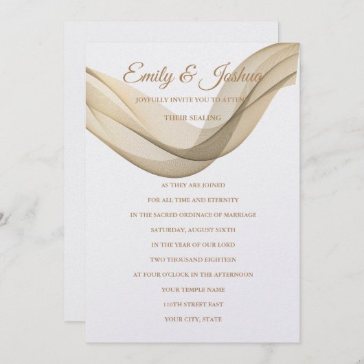 LDS Temple Wedding Einladung The Veil (Vorne/Hinten)