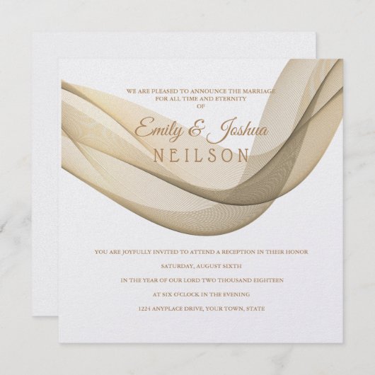 LDS Temple Wedding Reception Einladung The Veil I (Vorne/Hinten)