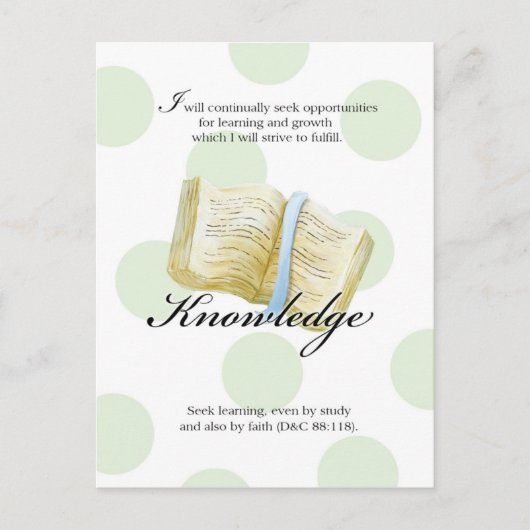 LDS YW Value Card - Wissen Postkarte (Vorderseite)