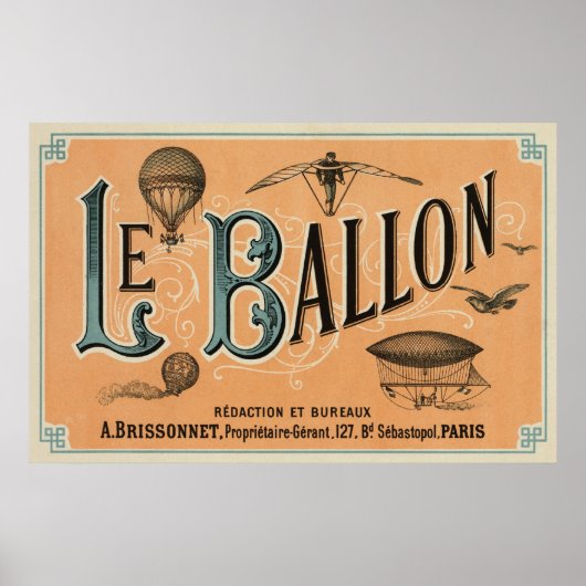 Le Ballon - Französische Luftfahrtzeitschrift 1883 Poster (Vorne)