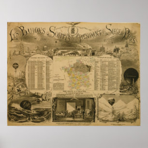 Le Ballons Sortis hängendes le Siege de Paris Poster