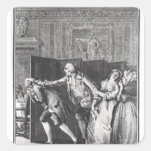 Le Baron chassa Candide du Chateau Quadratischer Aufkleber (Vorderseite)