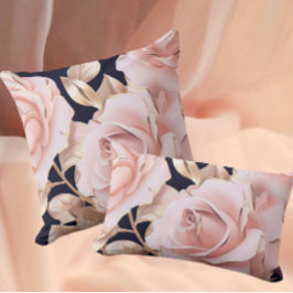 Le Boudoir Noir Peachy Pink Roses on Black Kissen