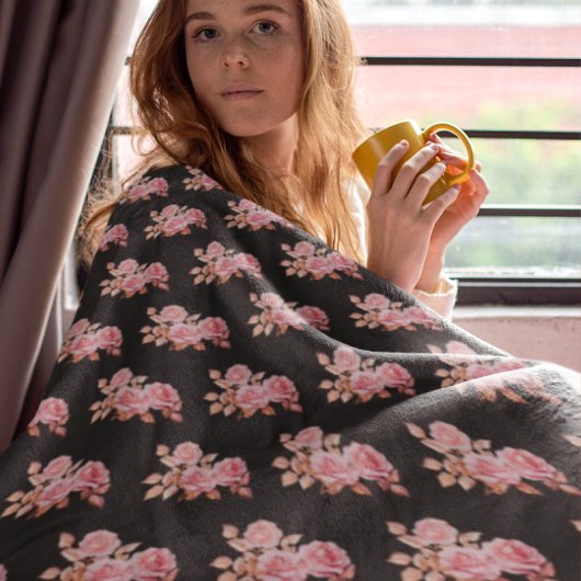 Le Boudoir Noire Pink Peach Black Fleecedecke