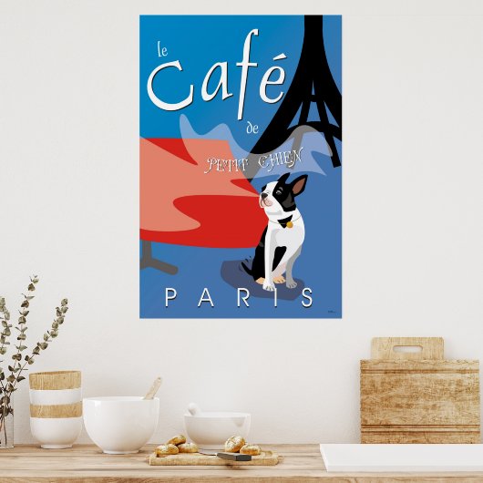 Le Cafe de Petit Chien, Paris (Bleu) Poster (Küche)