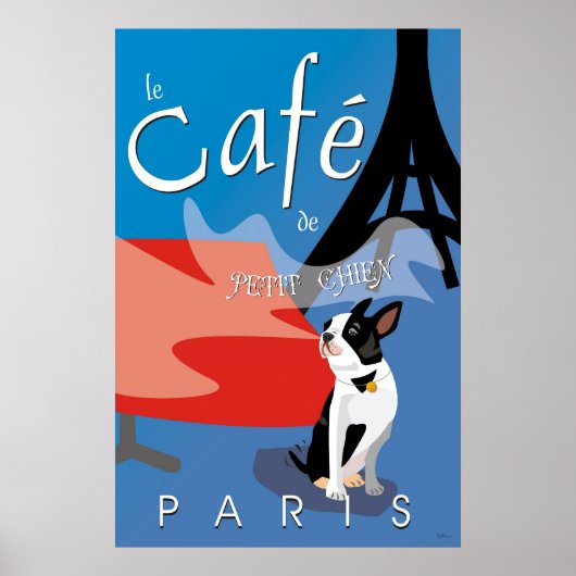 Le Cafe de Petit Chien, Paris (Bleu) Poster (Vorne)