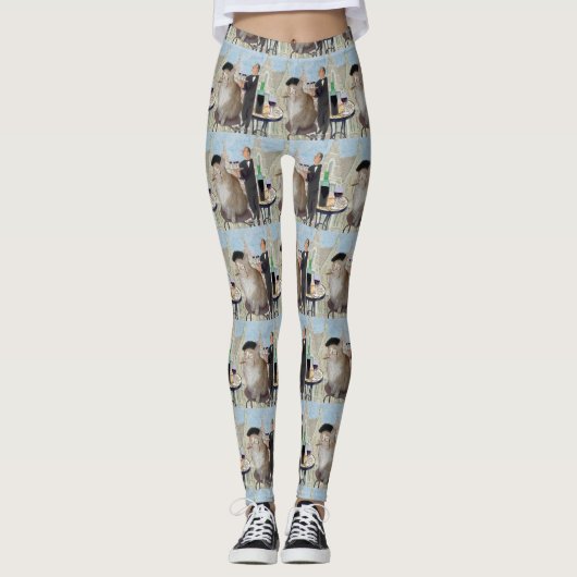 Le Cat du Café Leggings (Vorderseite)