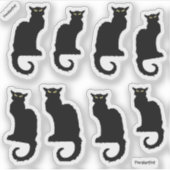 Le Cat Noir, 8 schwarze Katzen Aufkleber (Vorderseite)