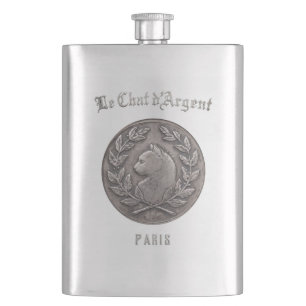 Le Chat d’Argent Paris-Luxus Silberkatze Tasche Flachmann