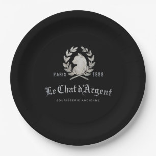 Le Chat d'Argent Papierplatten Vintage Schwarz Pappteller