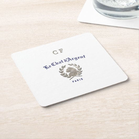 Le Chat d'Argent Parisianisches Bistro-Monogramm  Rechteckiger Pappuntersetzer (angewinkelt)