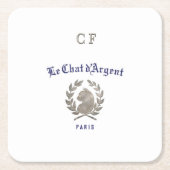 Le Chat d'Argent Parisianisches Bistro-Monogramm  Rechteckiger Pappuntersetzer (Vorderseite)
