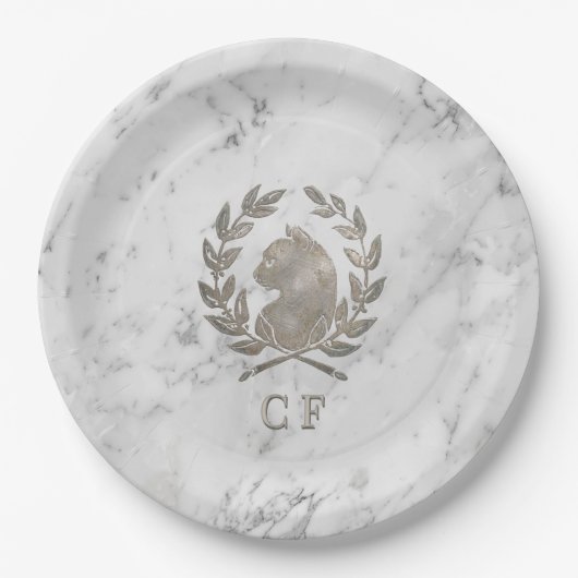 Le Chat d'Argent Personalisierte Carrara-Marmorsch Pappteller (Vorderseite)
