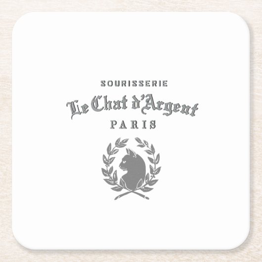 Le Chat d'Argent Vintage Quadratischer Untersetzer (Vorderseite)