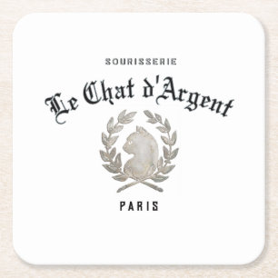 Le Chat d'Argent Vintage-Quadratuntersetzer Rechteckiger Pappuntersetzer