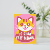 Le Chat Fait Miaou Niedlich French Orange Tabby Postkarte (Stehend Vorderseite)