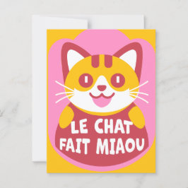 Le Chat Fait Miaou Niedlich French Orange Tabby Postkarte