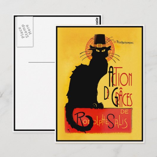 Le Chat Noir - Aktion De Grâces Postkarte (Vorne/Hinten)