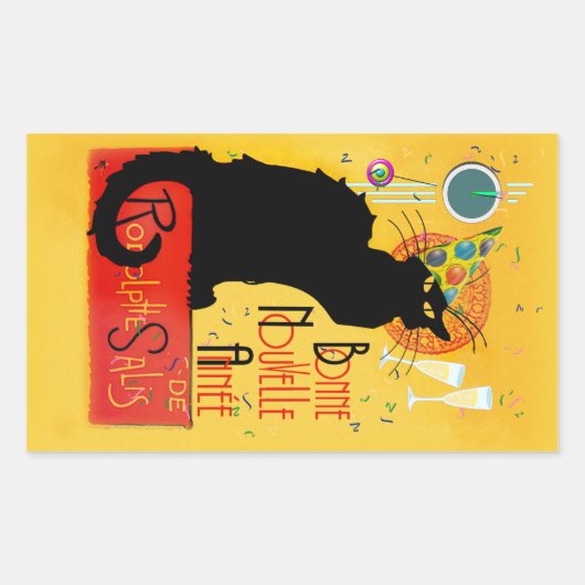 Le Chat Noir - Bonne Nouvelle Année Rechteckiger Aufkleber (Vorderseite)