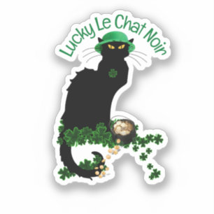 Le Chat Noir Clover St. Patrick's Day Aufkleber